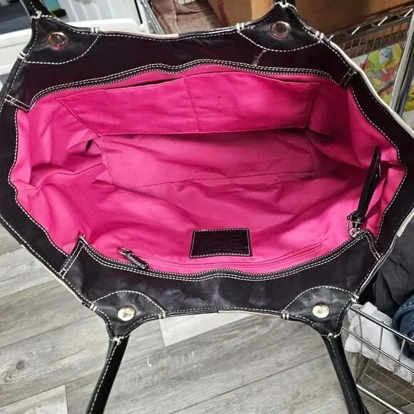 2009 vintage y2k coach grey tone patchwork tote bag
